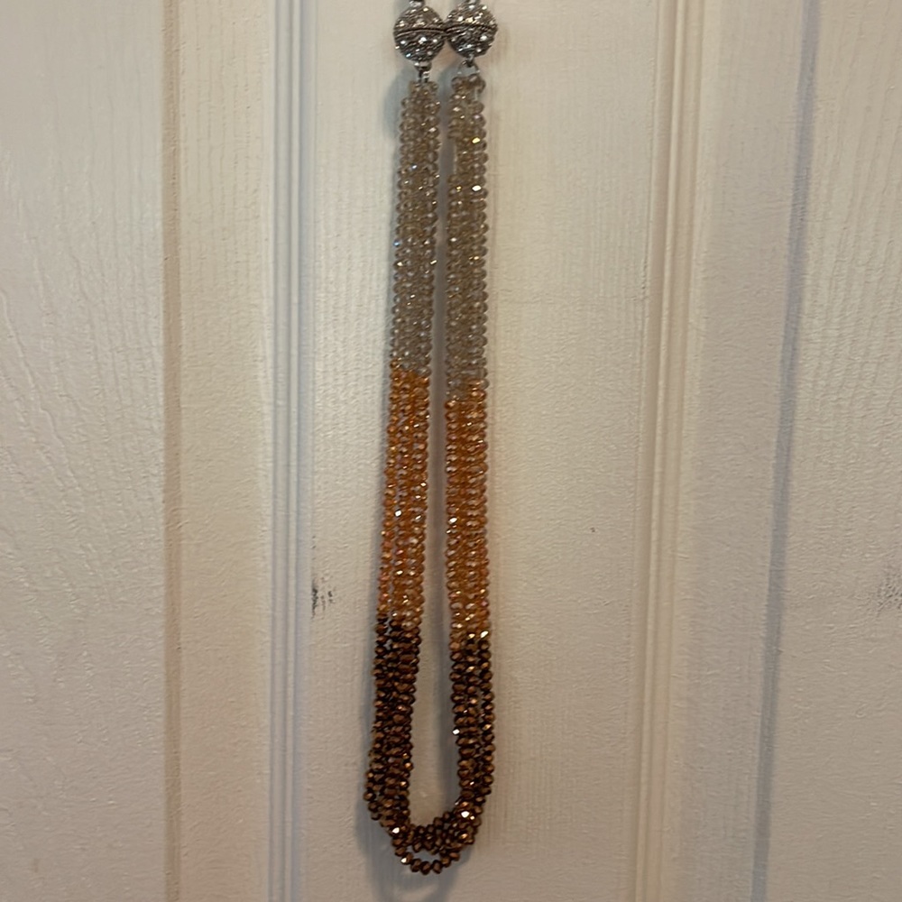 Brown/Bronze Crystal Combination Necklace - Picture 3 of 6
